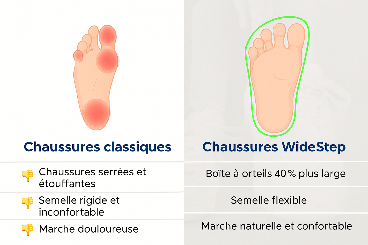 Chaussure ultra-flexible pour pieds larges