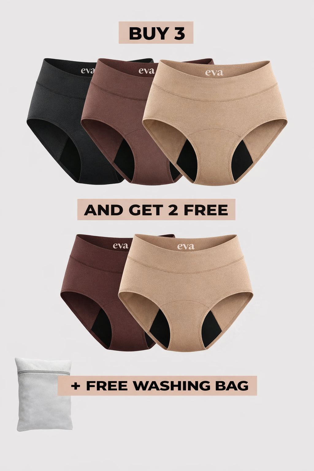 Eva Signature Leakproof Underwear (3+2 FREE)