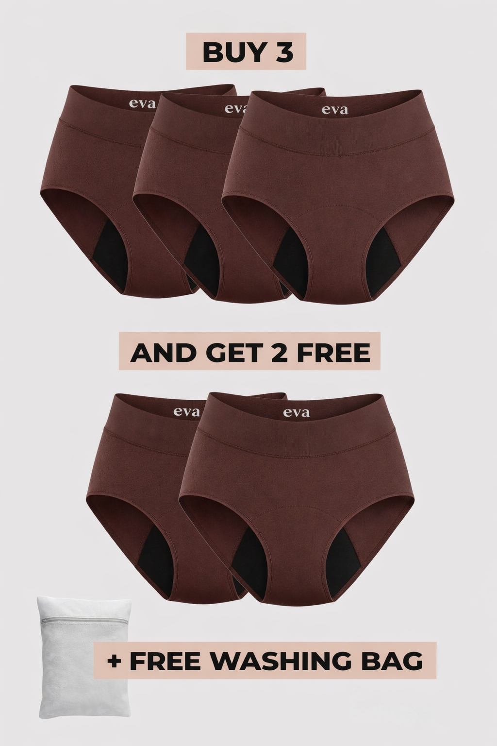 Eva Signature Leakproof Underwear (3+2 FREE)