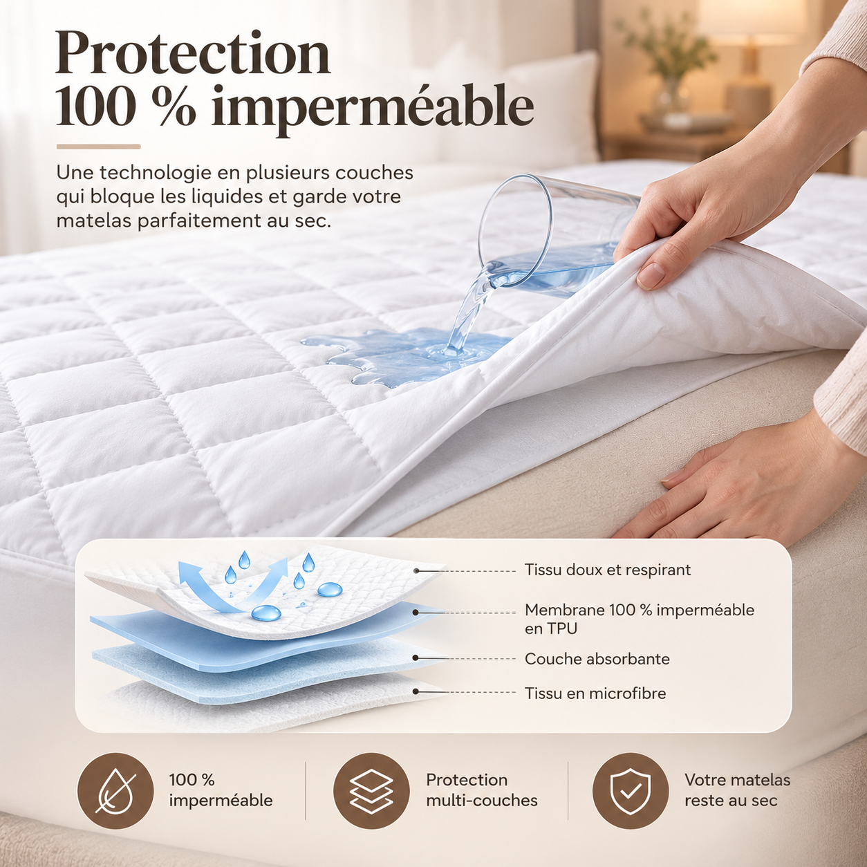 Protège-matelas anti-fuites Sérénité Éva™