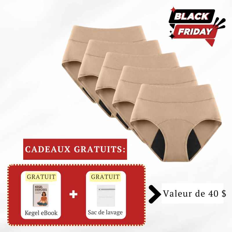 Culottes anti-fuites emblématiques d’Éva – Spéciale Vendredi fou (paquet de 5)